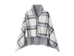 Manta De Franela Portátil, Manta Poncho Suave Y Cálida, Manta Chal Enrejada (gris-blanco 100x40cm) Cuich