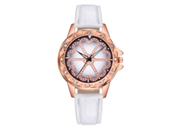 Reloj De Pulsera Vansvar Para Mujer Con Correa De Pu, Estampado Floral Y Movimiento De Cuarzo Blanco.