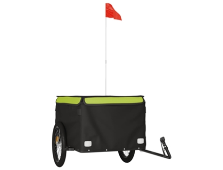 Remolque de carga VIDA XL para bicicleta hierro negro y verde (45 kg)