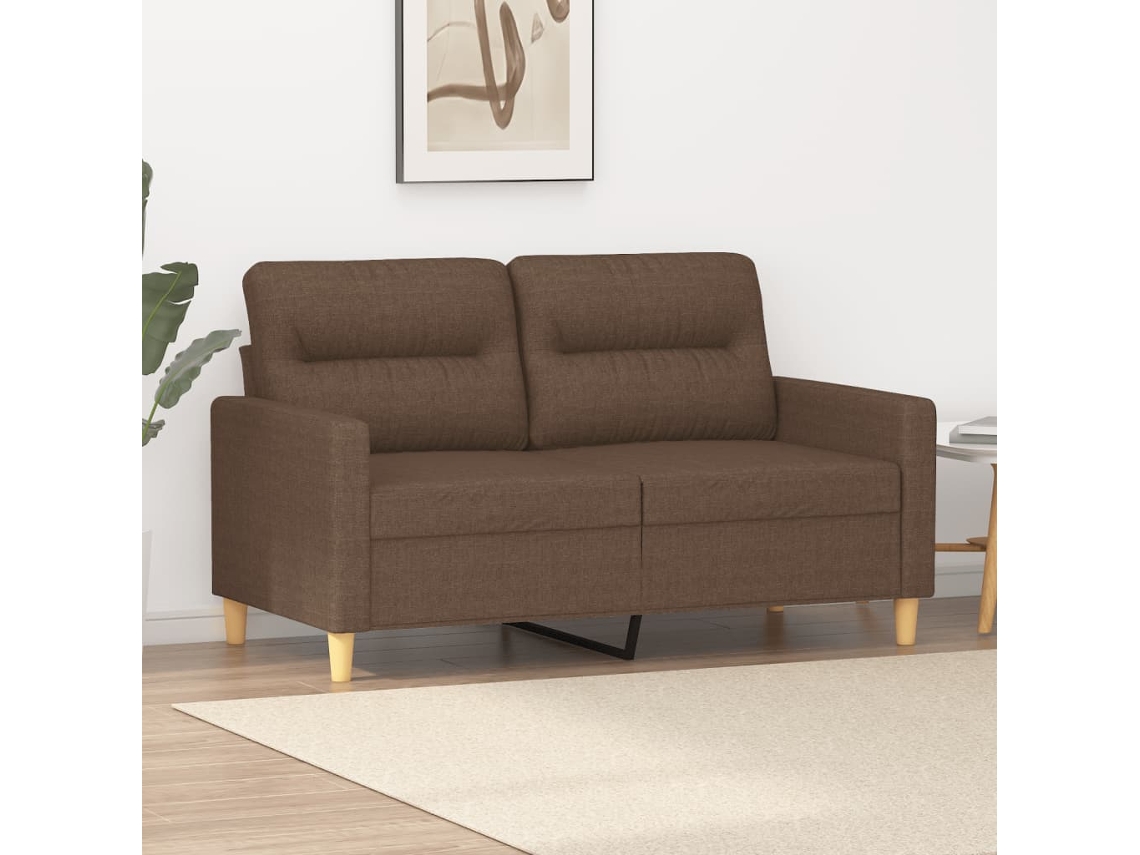 Sofá De 2 Plazas De Tela Marrón 120 Cm