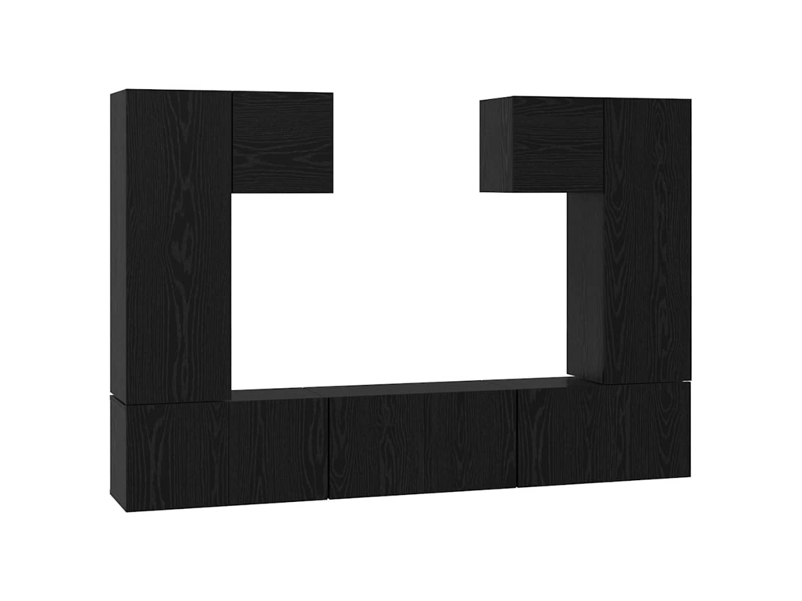 Maison Exclusive - Conjunto De Mueble De Tv 7 Pcs Roble Negro Madera De Ingeniería