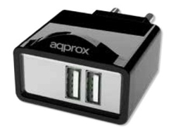 Cargador APPROX appUSBWALL21B Negro