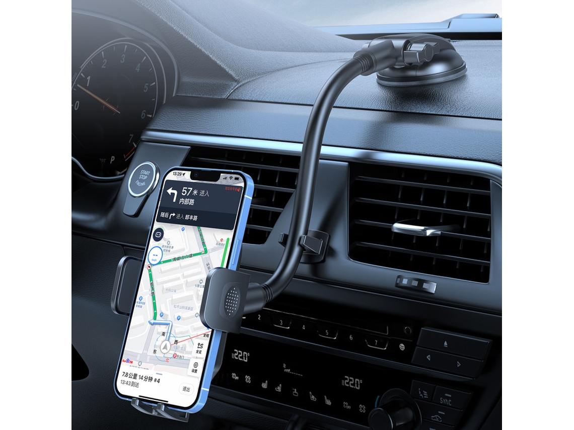 Soporte Coche Brazo Flexible 33cm, Fijación Parabrisas