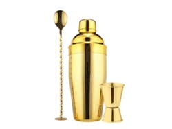 Juego de coctelera profesional Gertiz Boston de acero inoxidable, 750 ml, acabado dorado