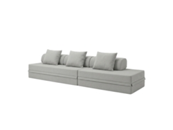 Sofá Modular 3+2 Lugares Convertible Liso Cinza Escuro