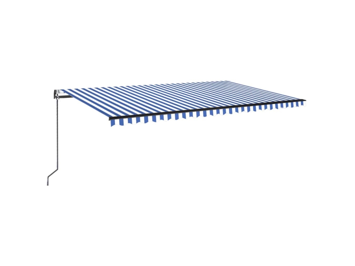 Maison Exclusive - Toldo Automático Led Sensor De Viento Azul Y Blanco 500x350 Cm