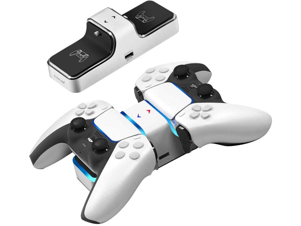 Estación De Carga Doble Para Ps5 Con Puerto Usb Adicional Para Mandos Dualsense - Rojo/azul