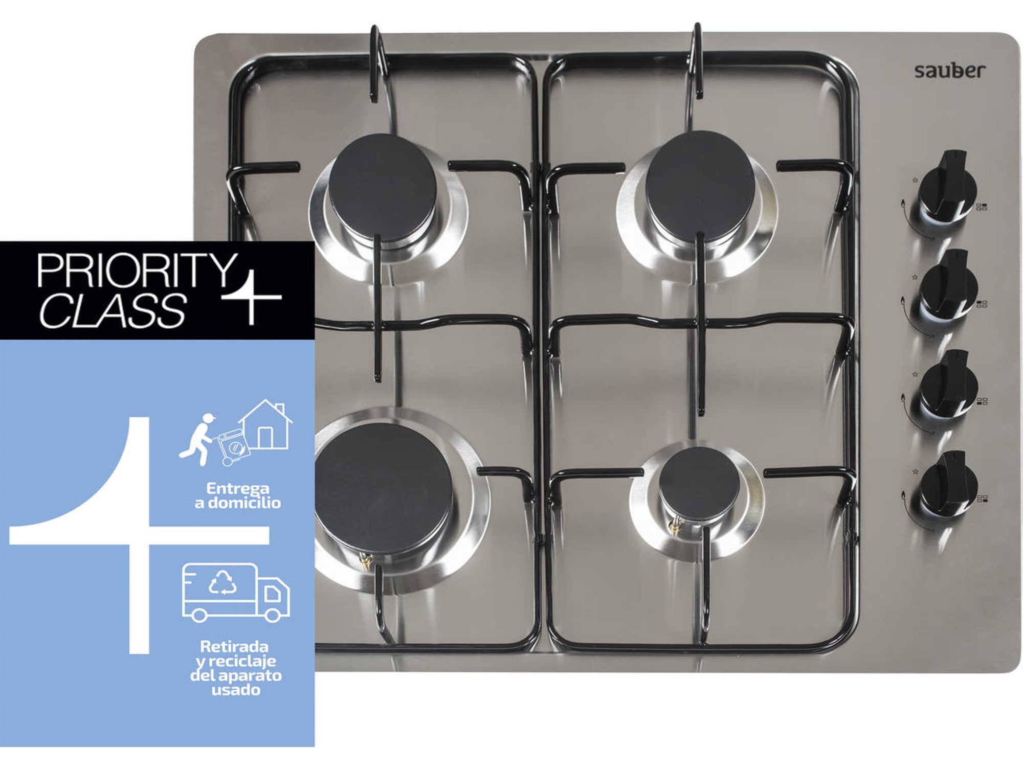 Placa de Gas SAUBER SEGN02 (Gas Natural - Inox)