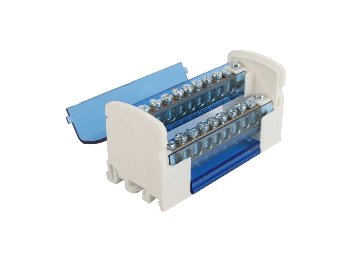 Omni-caja De Distribución De Terminales De 2 Etapas Monofásica Din Rail Con Carcasa Transparente Antipolvo 211
