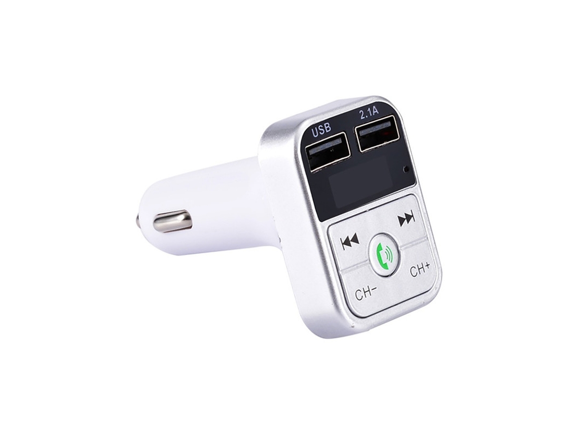 Transmisor de FM YIZHOOD B2 Kit de manos libres para coche Inalámbrico Compatible con Bluetooth 5.0 LCD Reproductor de MP3 Dual USB blanco