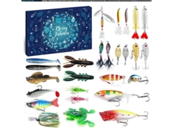 Calendario De Cuenta Regresiva Navideña Para Artículos De Pesca, Regalos De Pesca, 24 Accesorios De Pesca Y Anzuelos (coloridos)