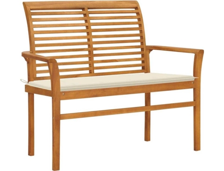 Banco de jardín VIDAXL Crema Teca (112x55x94 cm)