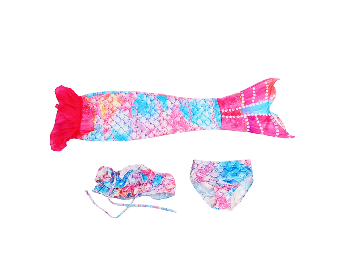 Disfraz De Sirena Para Niñas, Conjunto Con Cola De Sirena, Traje De Baño De Poliéster Para Niñas De 120 Cm.