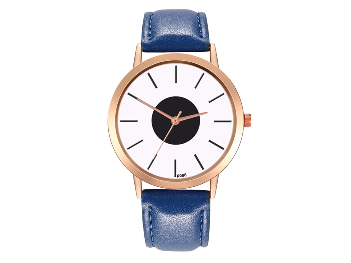 Elegante Reloj De Pulsera Para Hombre Con Cuarzo Azul Oscuro Y Correa De Cuero.