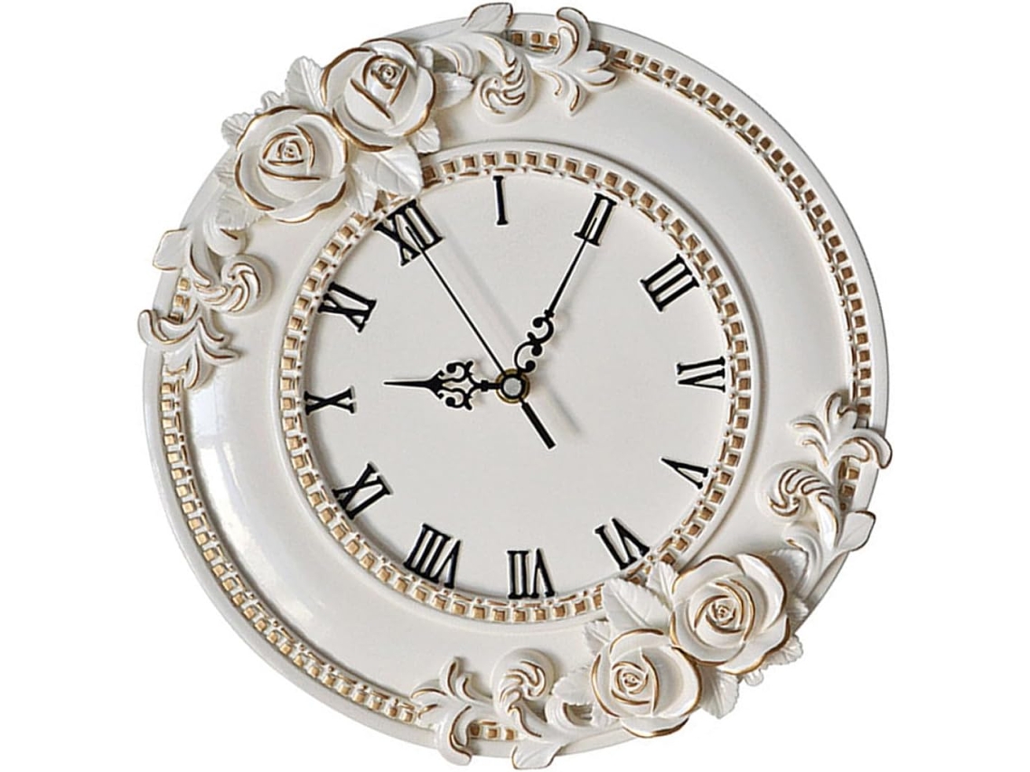 Reloj De Pared Silencioso De Resina Blanca, Diseño Creativo Y Delicado, Para Salón O Dormitorio.