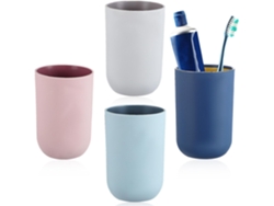 Juego De 4 Vasos Para Cepillo De Dientes Fondo Antideslizante Y Diseño Sencillo En Pp Tpr Para Uso Diario Hogar Y Baño