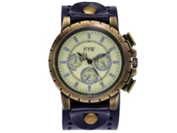 Reloj De Pulsera Ccq De Estilo Retro Punk Con Correa De Aleación De Poliuretano Para Hombre Y Mujer - Azul