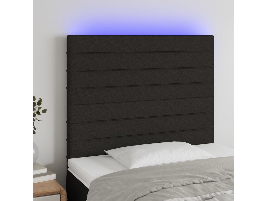 Cabecero Con Luces Led Tela Negro 80x5x118/128 Cm