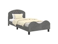 Maison Exclusive - Cama Para Niños Con Cabecero Gris Oscuro 90 X 200 Cm Terciopelo