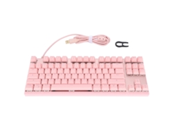 Teclado Mecânico Gamer Rgb 87 Teclas Switch Vermelho Rosa Usb Durável 50 Milhões De Cliques
