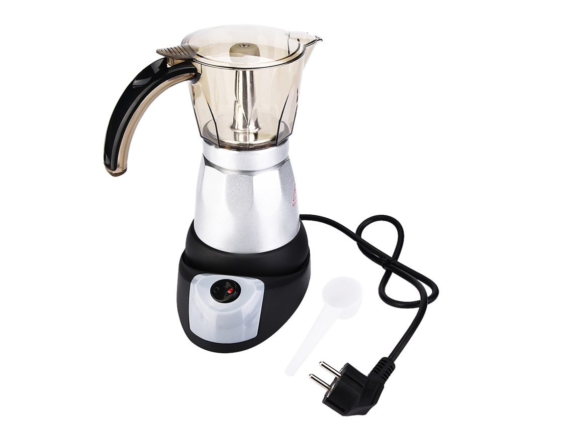 Cafetera eléctrica moka de gran capacidad de 300 ml, color plateado