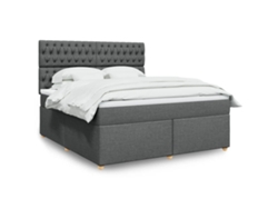 Cama Box Spring Con Colchón Tela Gris Oscuro 180x200 Cm