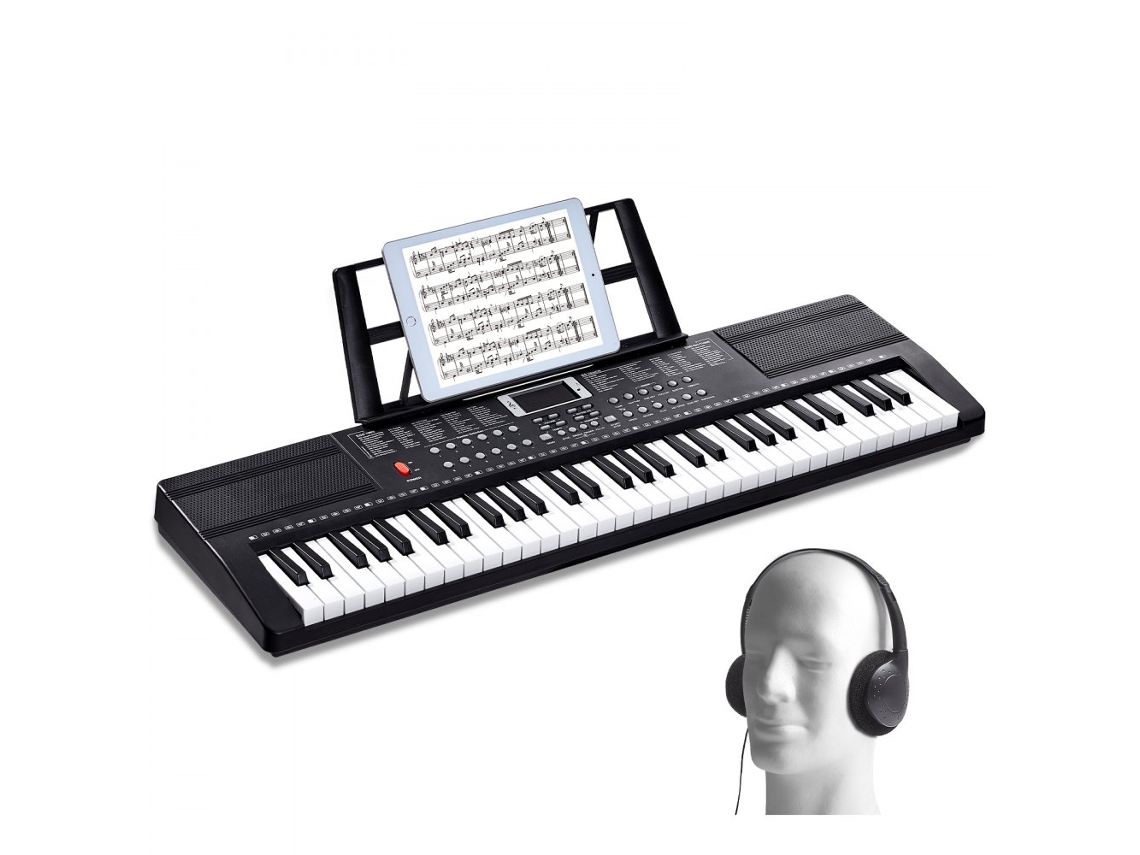 Teclado Digital De 61 Teclas Con 200 Ritmos, Sonidos, Columnas Y Auriculares Tekmaquinas