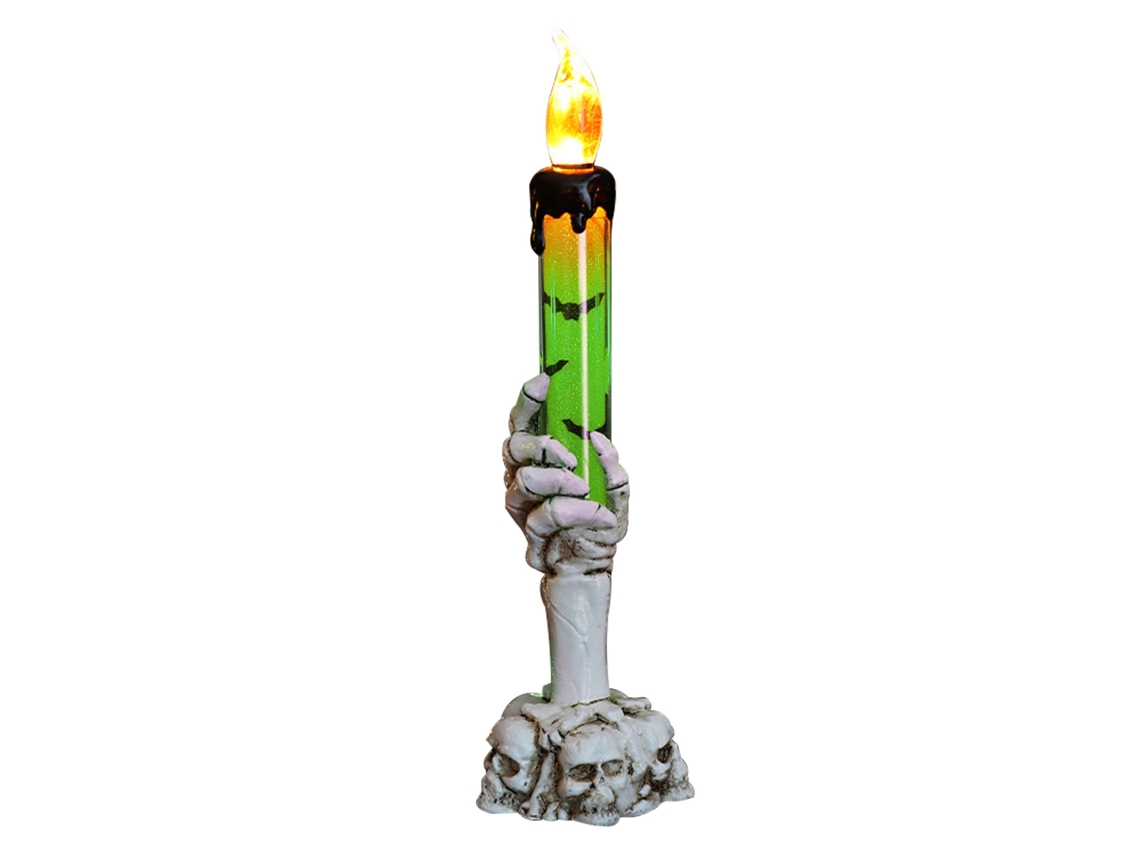Portavelas Con Forma De Calavera (sin Llama) Para Decoración De Fiestas De Halloween, Diseño De Bar, Verde Siniestro