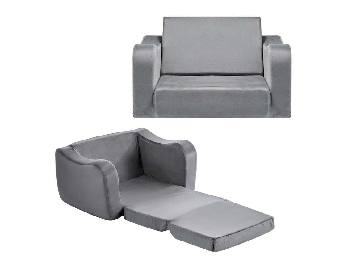 Sofá infantil Succebuy 2 en 1 plegable y convertible en tumbona, gris
