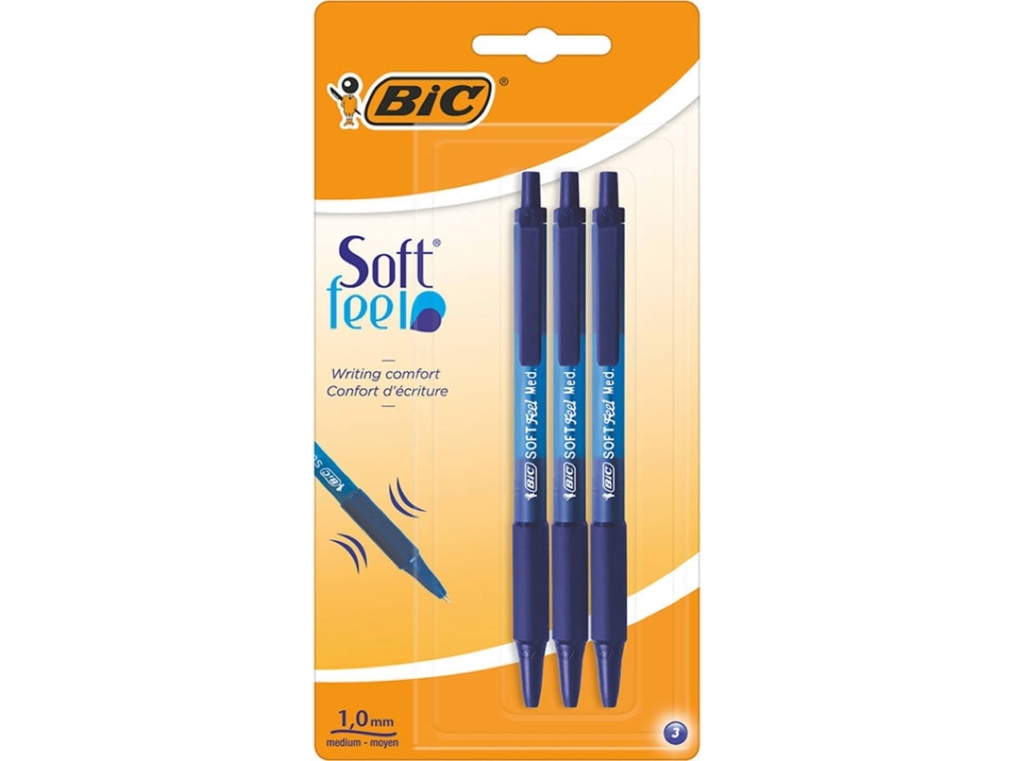 Bolígrafo Retráctil BIC Soft Feel Punta Media 1 mm (Tinta Azul)