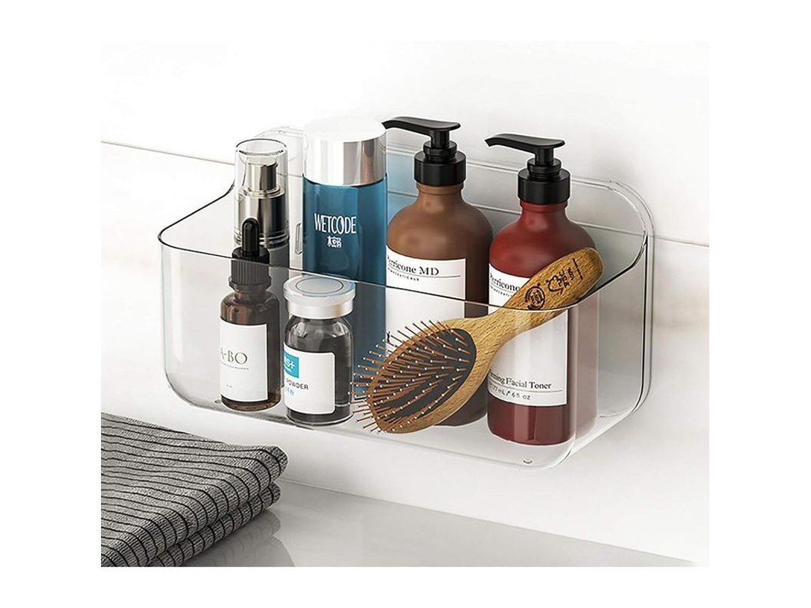 Estantería de pared transparente sin necesidad de taladrar para cocina, baño, oficina, dormitorio, organizador de almacenamiento de plástico