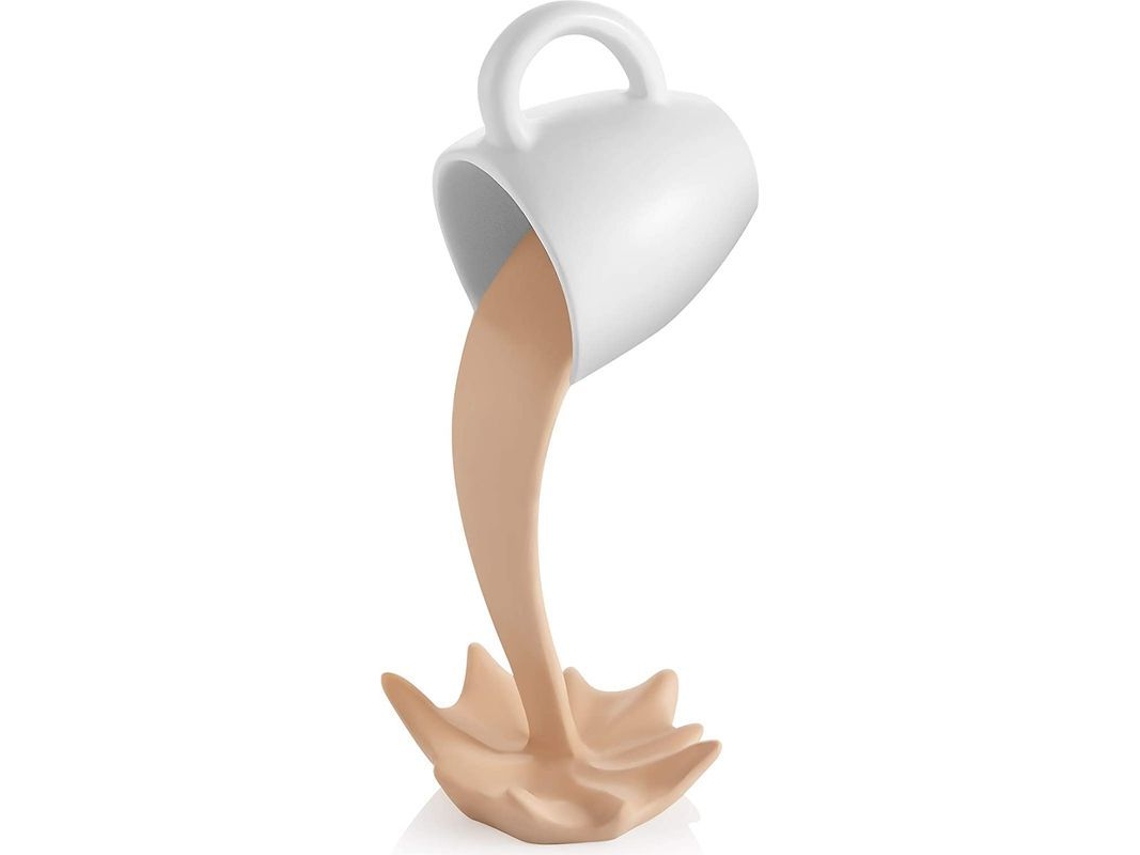 Escultura Decorativa Flotante De Taza De Café Derramando Café En Plástico.
