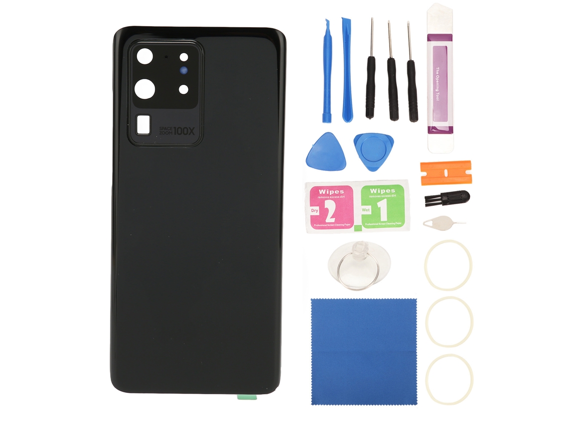 Panel De Cubierta De Vidrio Trasero Con Herramientas De Cinta Adhesiva Para Lente De Cámara Para Samsung Galaxy S20 Ultra 5g Negro