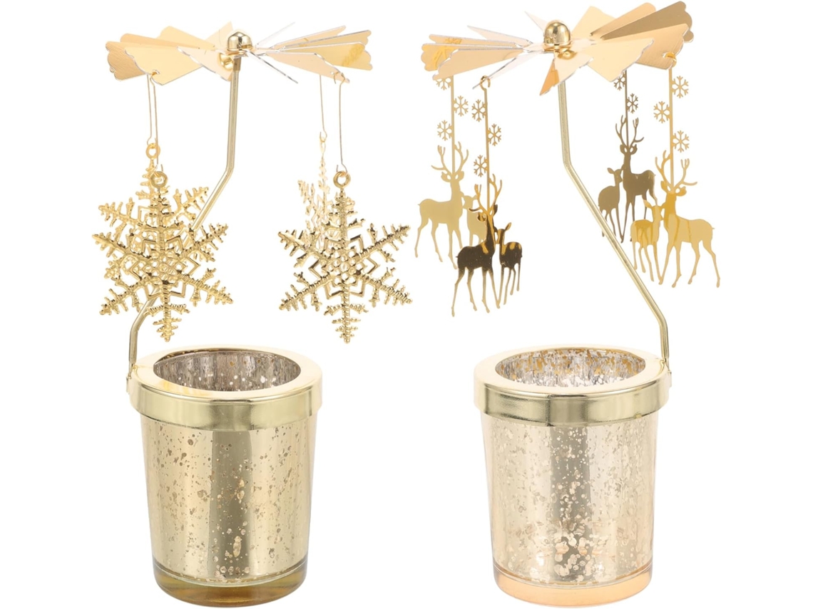 Juego De 2 Candelabros Giratorios De Metal Para Navidad, Portavelas Decorativos Para La Decoración Festiva De Mesa.