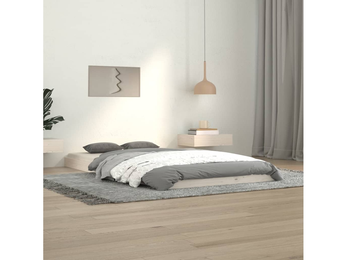 Estructura De Cama Madera Maciza De Pino Blanco 100x200 Cm