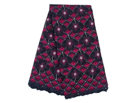 African Cotton Lace Fabric Voile Swiss Design With Stones For Party Dress (D - 5 Yardas - 110 Cm)