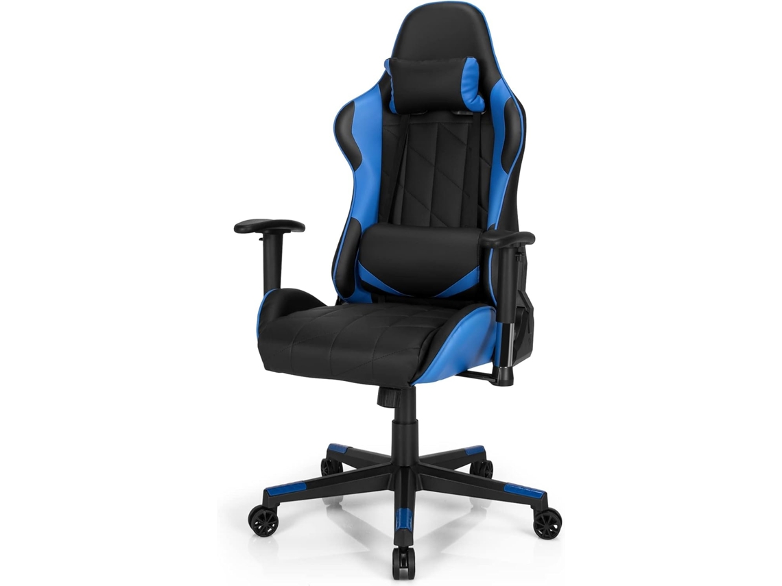 Silla de Gaming Giratoria a 360°, Silla Ergonómica para Ordenador con Cojín Lumbar, Ángulo Regulable COSTWAY