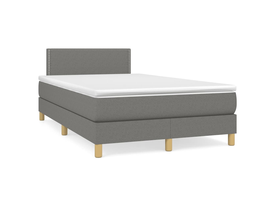Cama Box Spring Con Colchón Y Led Tela Marrón Oscuro 120x190 Cm