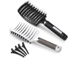 Set De 2 Cepillos De Cerdos Salvajes Con 4 Pinzas Para Pelo, Ideal Para Pelo Fino, Hombres Y Mujeres, Ayuda En Peinados