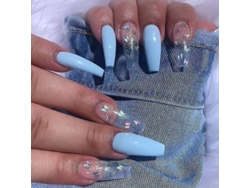 24 Uñas Postizas Para Mujer Con Base De Goma, Uñas Largas Estilo Mariposa Con Pegamento.
