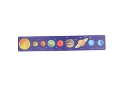 Ats-modelo Del Sistema Solar Tablero De Madera, Rompecabezas Educativo Científico Para Niños Y Niñas, Fondo Azul Largo Y Sol Amarillo