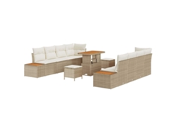 Maison Exclusive - Juego de sofás de jardín de ratán sintético beige de 11 piezas