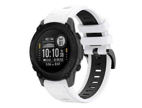 Correa Smartwatch para Garmin Descent G1 22mm Silicona Deportiva Bicolor (Blanco + Negro)