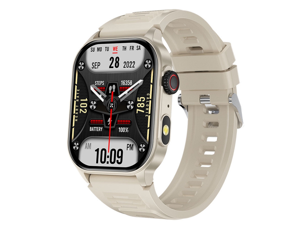 Smartwatch Yizhood Km02 2.01 Inch Llamada Bluetooth Ip68 Impermeable Monitor De Salud 370mah (android Y Ios - Caqui)