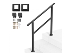 Pasamanos de acero negro para escaleras exteriores de 2/3 escalones con ajuste de ángulo Tekmaquinas