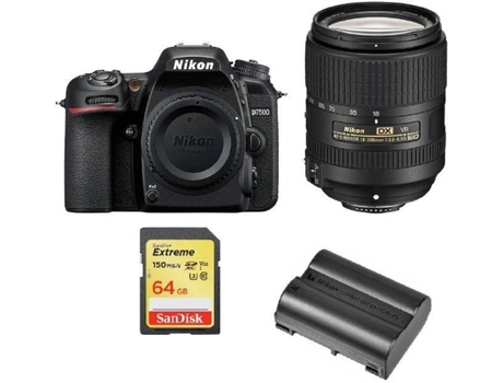 Kit Cámara Réflex NIKON D7500 + AF-S 18-300MM F3.5-6.3G ED VR DX + Tarjeta SD de 64GB + bateria EN-EL15A