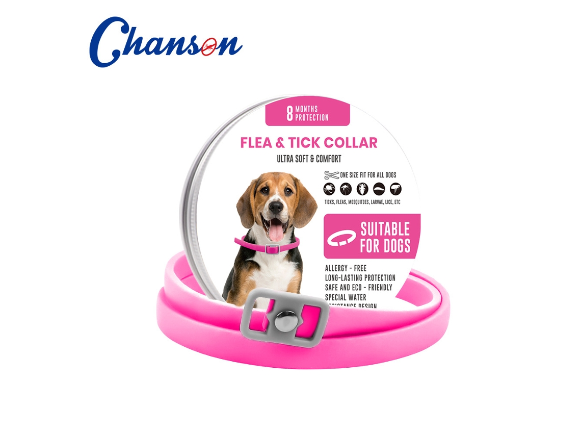 Collar Antipulgas (perro Rosa) – Eficaz Durante 8 Meses – Repele Eficazmente Pulgas, Garrapatas Y Mosquitos – 62 Cm