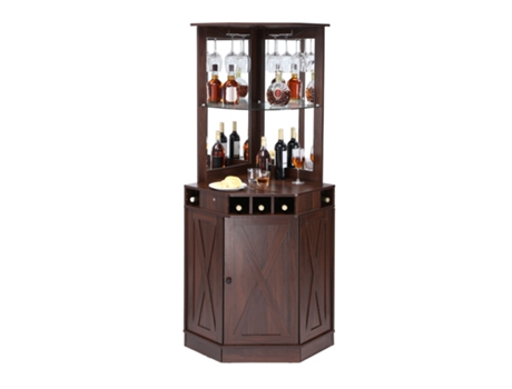 VEVOR Muebles de bar industrial Mesa de bar de vinos con soporte de vidrio