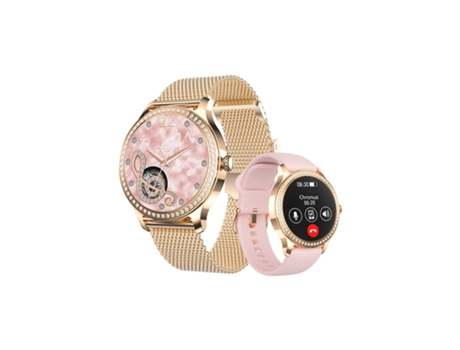 Smartwatch CHRONUS para Mujeres con Pantalla Táctil de 1 28 Diamante para Android Ios Oro Rosa