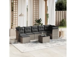 Conjunto de sofá de jardín de 8 piezas con cojines, ratán gris, DKD Home Decor